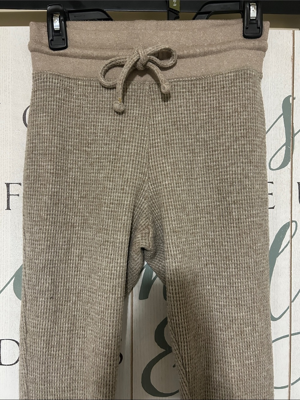 LC Lauren Conrad Waffle Knit Drawstring Joggers - Taupe, size small - Picture 2 of 5